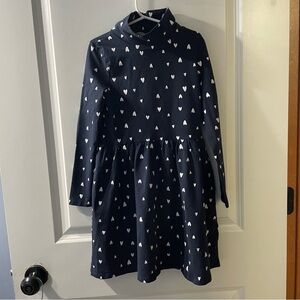 H&M Dark Blue Dress with White Heart Pattern
